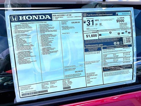 New 2026 Honda Accord SE image 18