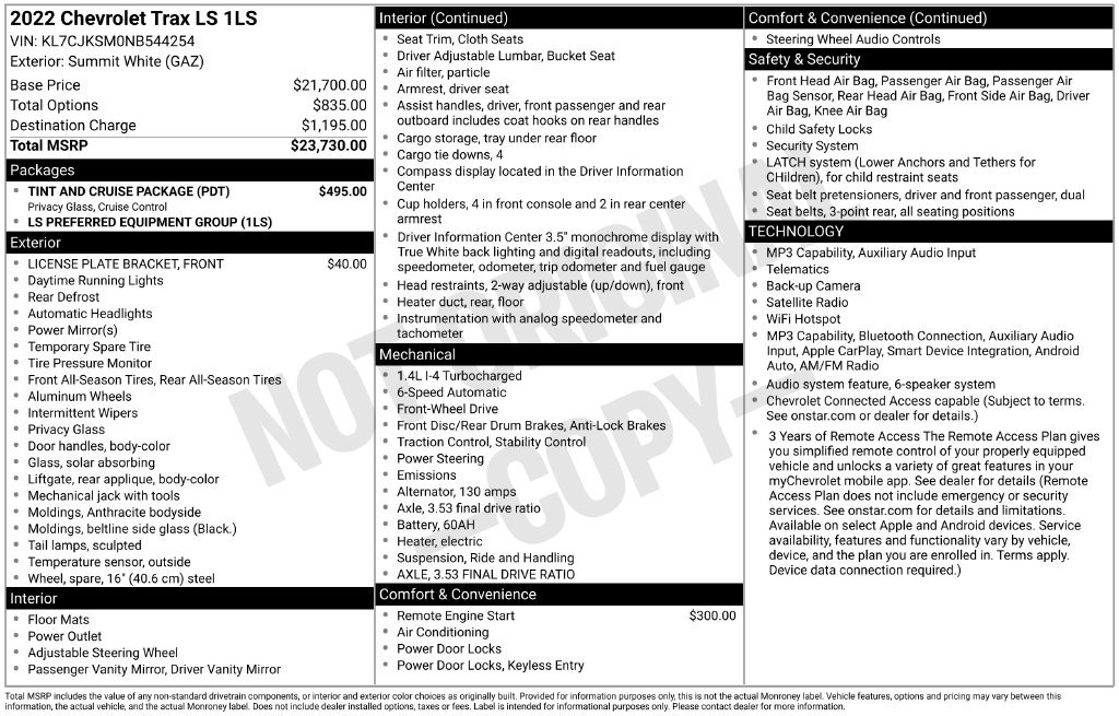 Used 2022 Chevrolet Trax LS w/ Tint and Cruise Package FWD image 25