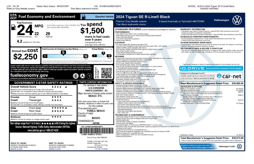 Used 2024 Volkswagen Tiguan SE R-Line AWD/4WD image 8