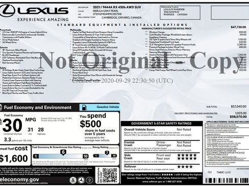 Used 2021 Lexus RX 450h AWD w/ Premium Package image 2