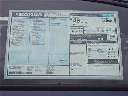New 2026 Honda Civic FWD Hybrid Sedan image 17