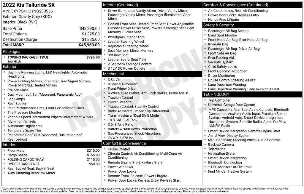 Used 2022 Kia Telluride SX w/ Towing Package FWD image 4