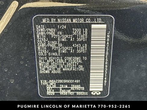 Used 2024 INFINITI QX80 Sensory image 42