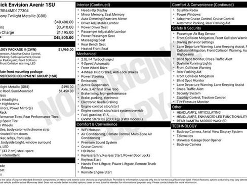 Used 2021 Buick Envision Avenir w/ Technology Package II FWD image 30