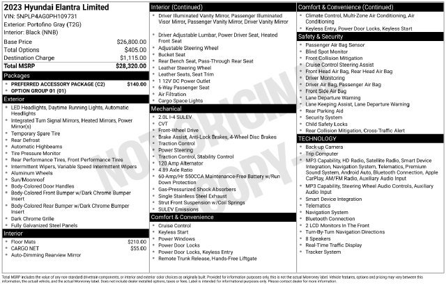 Used 2023 Hyundai Elantra Limited w/ Preferred Accessory Package FWD image 4
