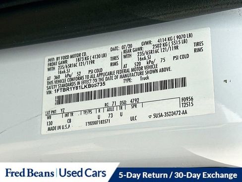 Certified 2020 Ford Transit 250 Low Roof w/ Exterior Upgrade Package image 31