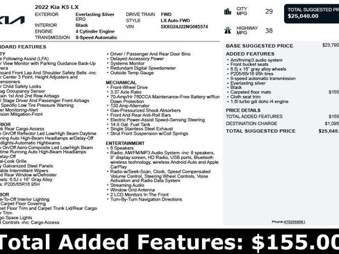 Used 2022 Kia K5 LX image 3
