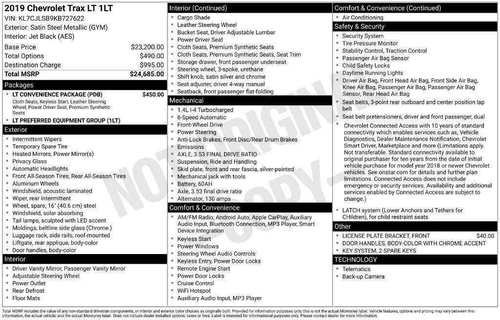 Used 2019 Chevrolet Trax LT w/ LT Convenience Package FWD image 10