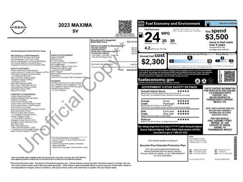 Certified 2023 Nissan Maxima SV w/ Floor Mat Group FWD image 3