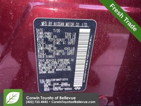 Used 2021 INFINITI QX80 Sensory w/ All-Season Package image 12