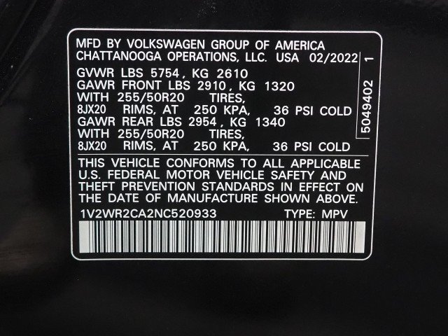 Used 2022 Volkswagen Atlas FWD SE V6 w/ Technology image 55