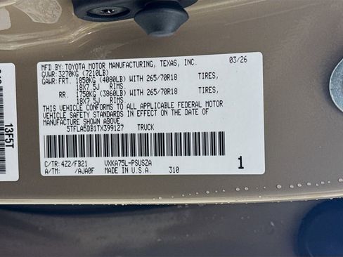 New 2026 Toyota Tundra SR5 w/ TRD Off-Road Package AWD/4WD image 33
