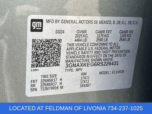 Certified 2024 Chevrolet Equinox LT w/ LPO, Floor Liner Package FWD image 32