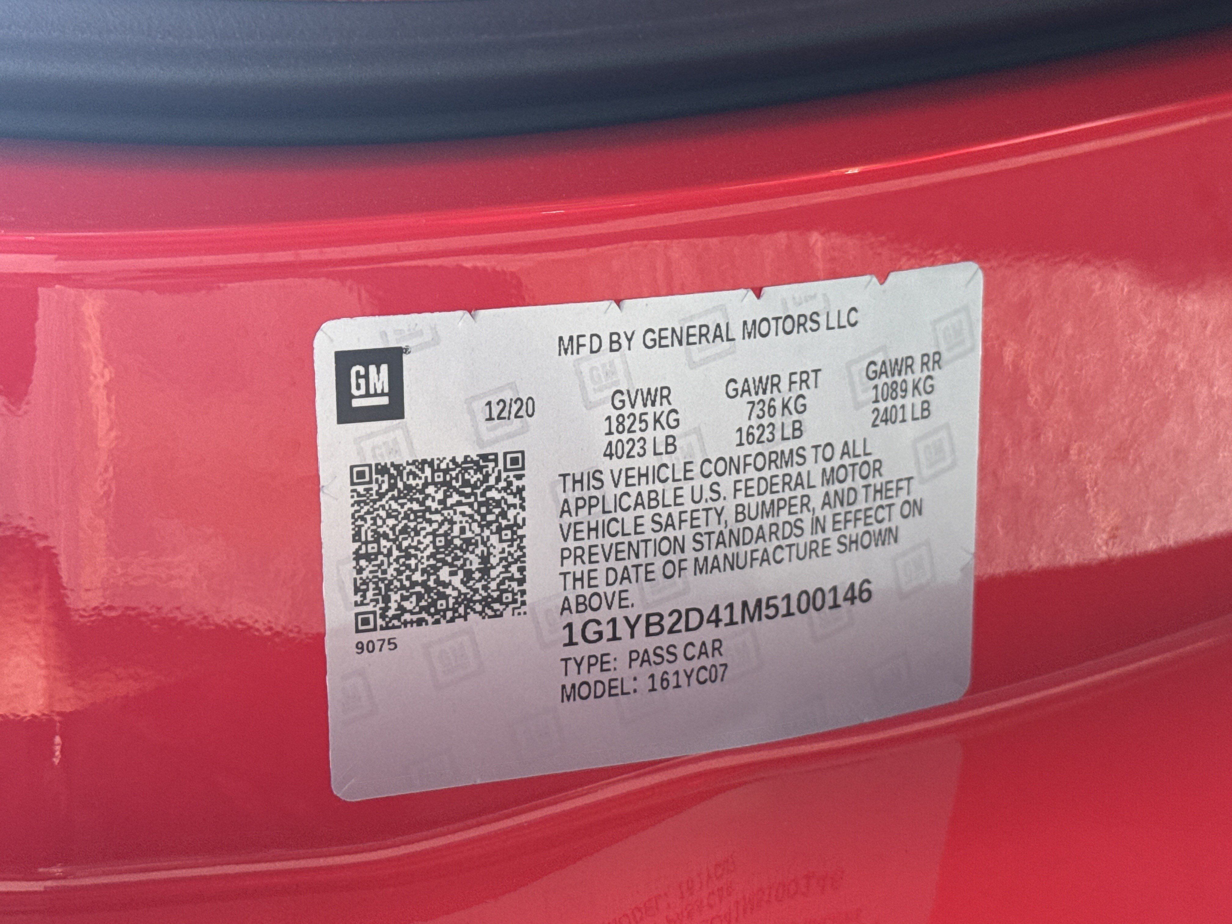 Certified 2021 Chevrolet Corvette Stingray Preferred Cpe w/ Battery Protection Package RWD image 27
