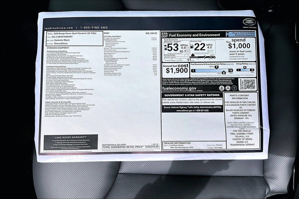 New 2026 Land Rover Range Rover Sport Dynamic SE AWD/4WD image 14