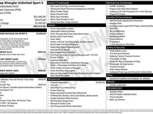 Used 2019 Jeep Wrangler Unlimited Sport S image 33