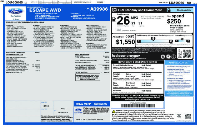Certified 2020 Ford Escape Titanium AWD/4WD image 39