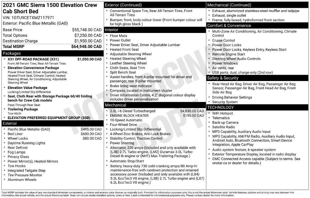 Used 2021 GMC Sierra 1500 Elevation w/ X31 Off-Road Package AWD/4WD image 2