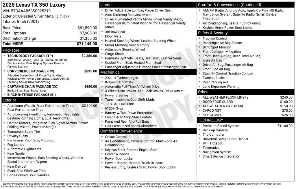 Used 2025 Lexus TX 350 AWD w/ Technology Package image 35