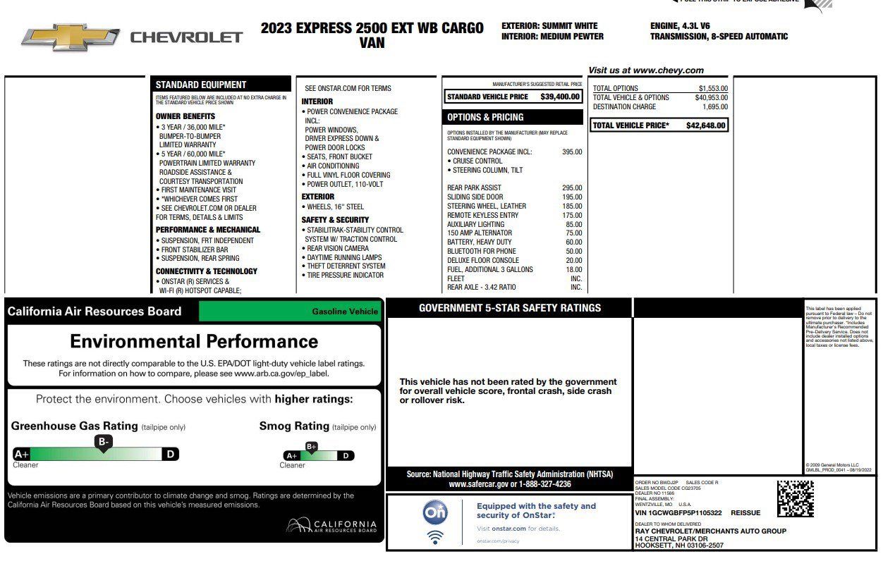 Used 2023 Chevrolet Express 2500 Extended w/ Driver Convenience Package RWD image 5