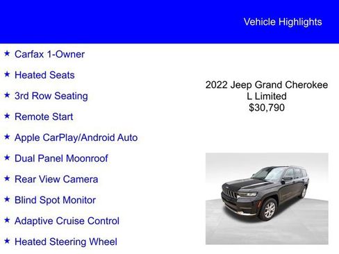 Used 2022 Jeep Grand Cherokee L Limited w/ Trailer Tow Group (B) AWD/4WD image 2