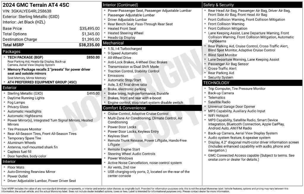 Used 2024 GMC Terrain AT4 w/ Tech Package AWD/4WD image 10