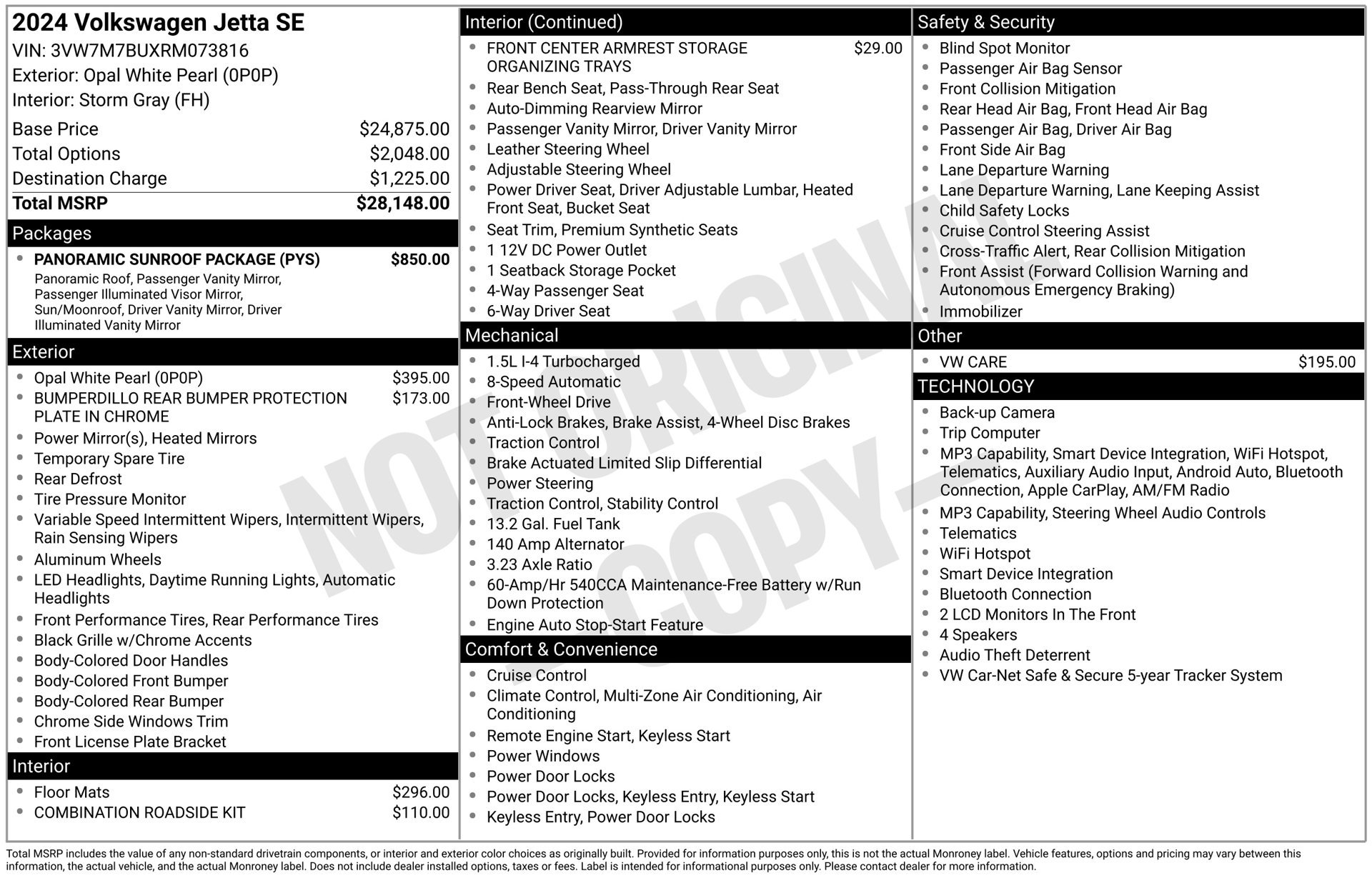 Used 2024 Volkswagen Jetta SE w/ Panoramic Sunroof Package FWD image 7