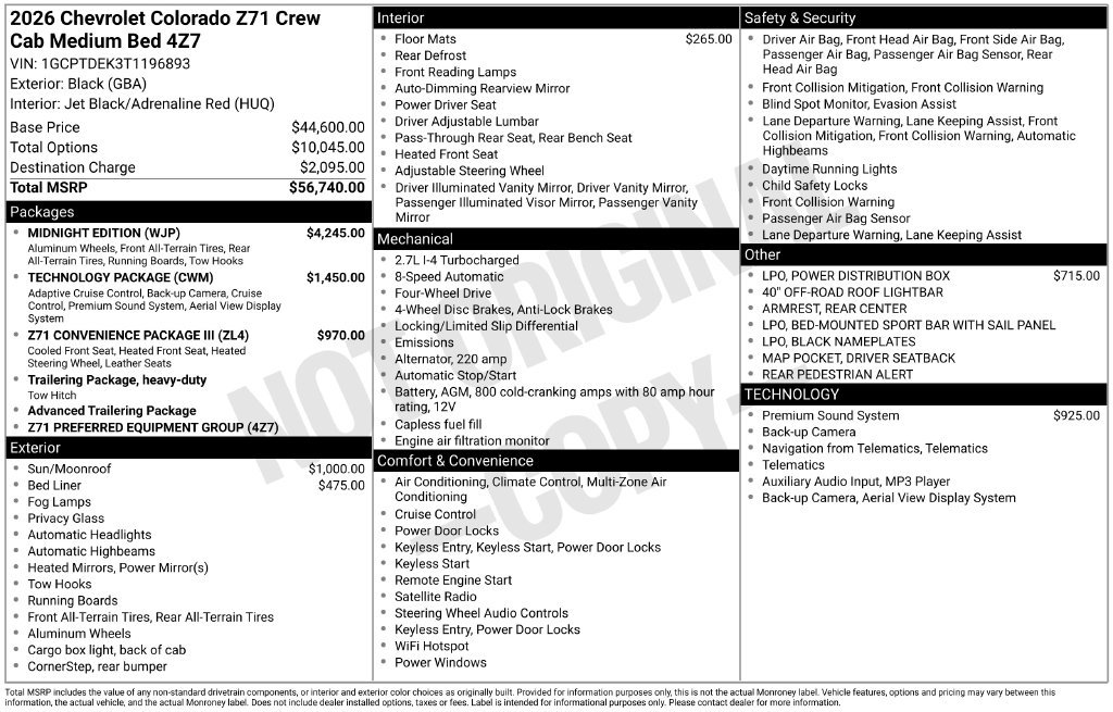 New 2026 Chevrolet Colorado Z71 w/ Midnight Edition AWD/4WD image 6