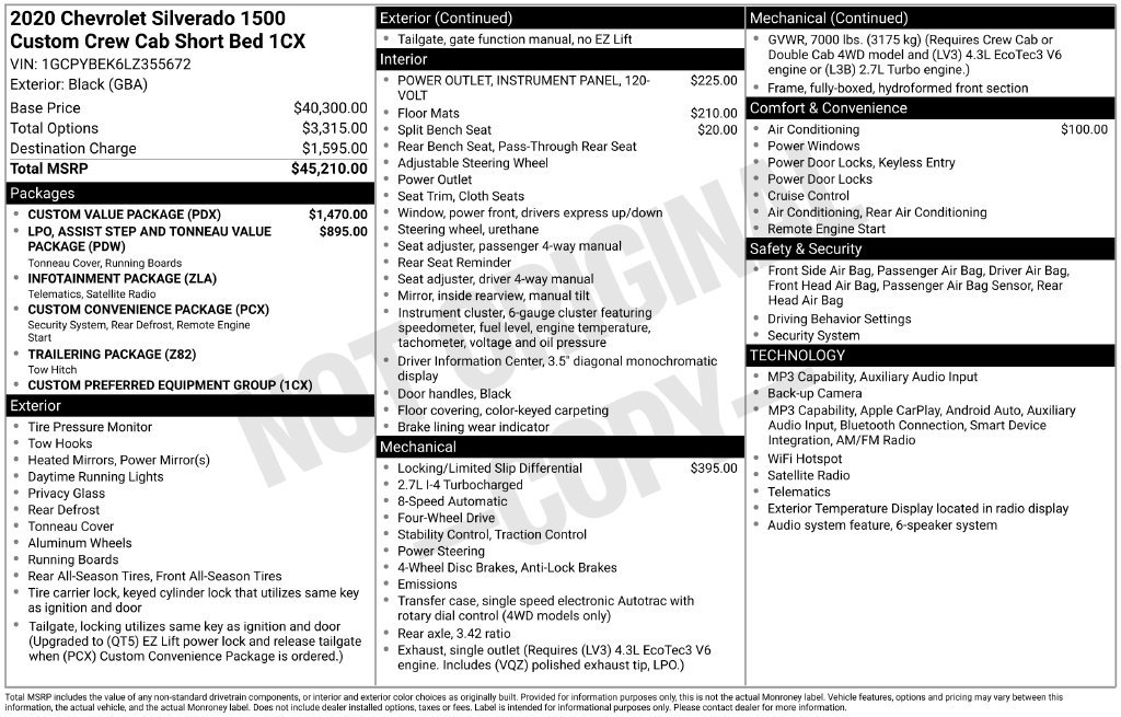 Used 2020 Chevrolet Silverado 1500 Custom w/ Custom Value Package AWD/4WD image 6