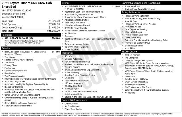 Used 2021 Toyota Tundra SR5 w/ SR5 Upgrade Package AWD/4WD image 32