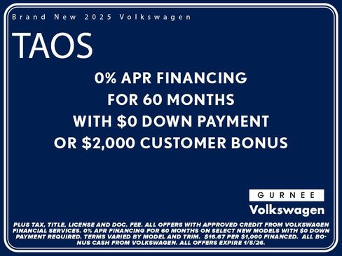 New 2025 Volkswagen Taos S image 4