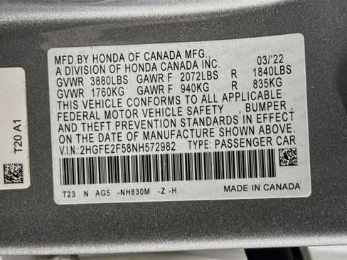 Certified 2022 Honda Civic Sport image 36