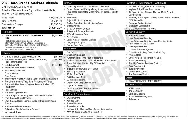 Used 2023 Jeep Grand Cherokee L Laredo AWD/4WD image 28