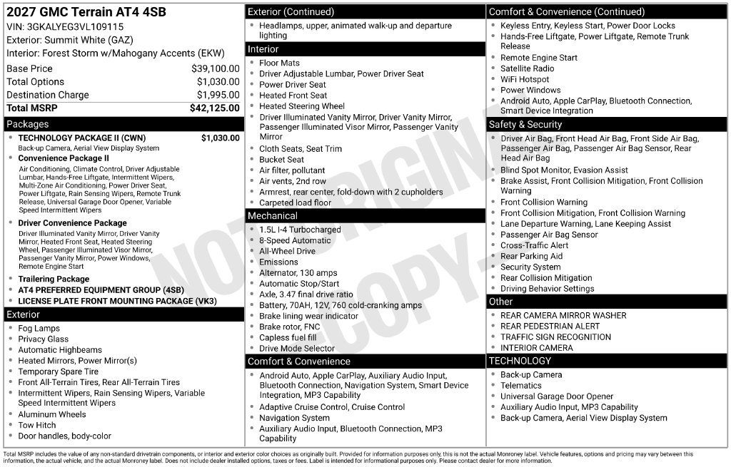 New 2027 GMC Terrain AT4 w/ Technology Package II AWD/4WD image 42