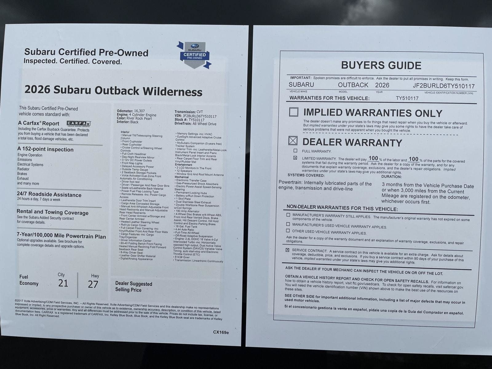 Certified 2026 Subaru Outback Wilderness AWD/4WD image 29
