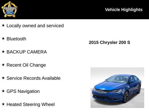 Used 2015 Chrysler 200 S w/ Navigation & Sound Group I image 2