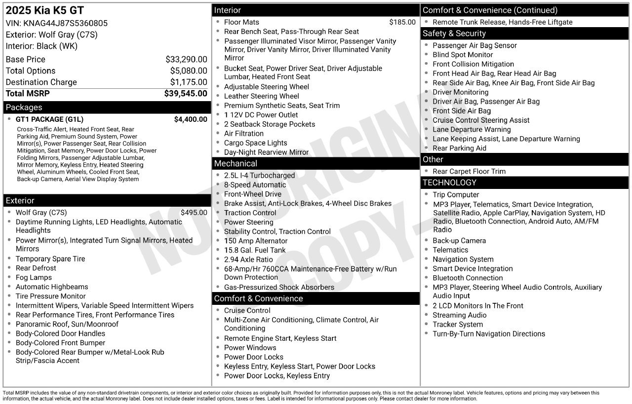 Used 2025 Kia K5 GT w/ GT1 Package FWD image 5
