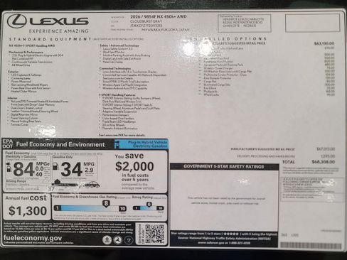 Used 2026 Lexus NX 450h+ F Sport w/ Accessory Package (2T) AWD/4WD image 44
