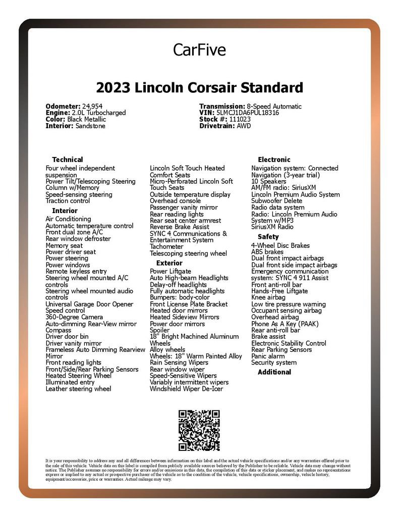 Used 2023 Lincoln Corsair AWD w/ Equipment Group 101A image 30