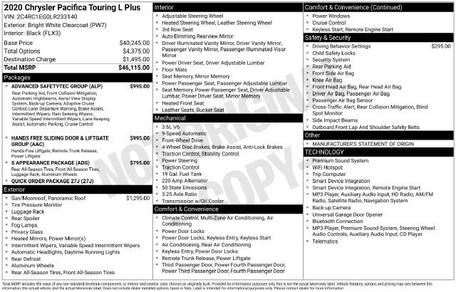 Used 2020 Chrysler Pacifica Touring-L Plus FWD image 36