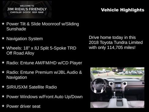 Used 2018 Toyota Tundra Limited w/ Limited Premium Package AWD/4WD image 5