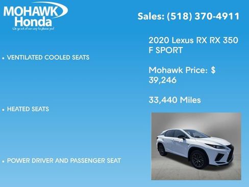 Used 2020 Lexus RX 350 F Sport w/ Accessory Package AWD/4WD image 4
