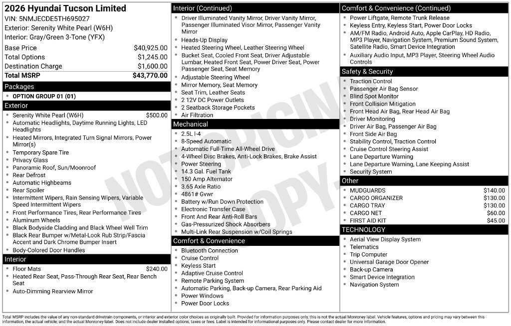 New 2026 Hyundai Tucson Limited AWD/4WD image 26