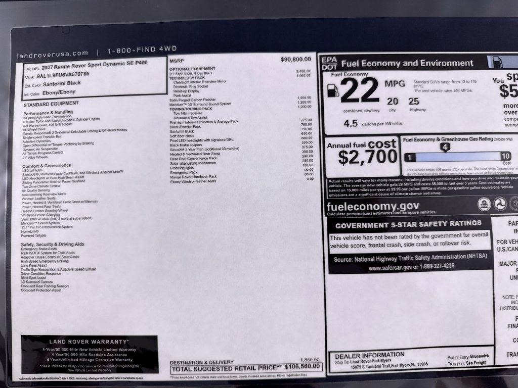 New 2027 Land Rover Range Rover Sport Dynamic SE AWD/4WD image 24