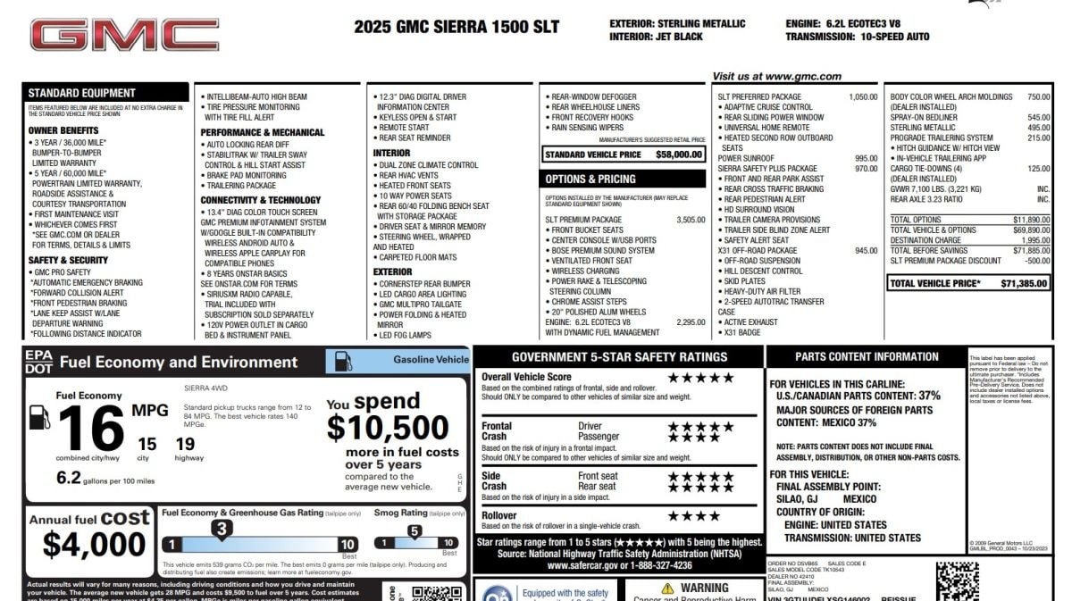 Used 2025 GMC Sierra 1500 SLT w/ SLT Premium Package AWD/4WD image 15