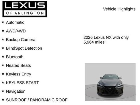 Used 2026 Lexus NX 350 AWD w/ Accessory Package (2T) image 8