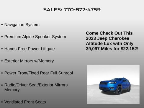Used 2023 Jeep Cherokee Altitude Lux w/ Lux Elite Package image 10