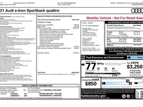 Used 2021 Audi e-tron Premium Plus w/ Premium Plus Package image 2