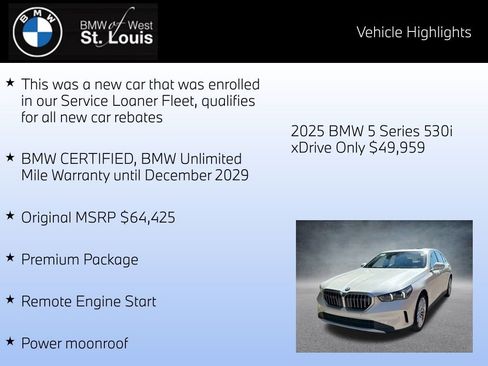 Certified 2025 BMW 530i xDrive w/ Premium Package image 8