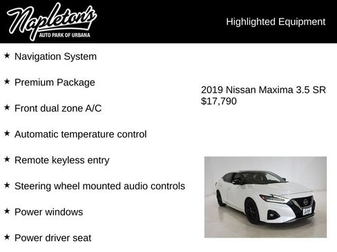 Used 2019 Nissan Maxima SR w/ Premium Package FWD image 15